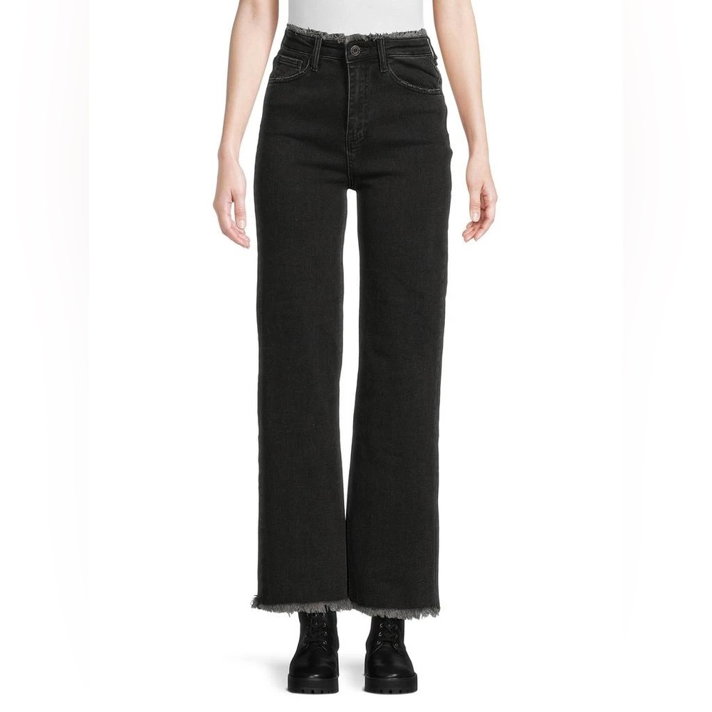 Etienne Marcel wide leg frayed black jeans